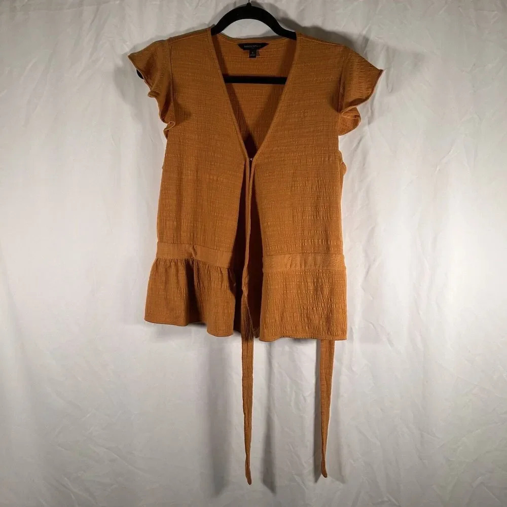 Banana Republic Wrap Blouse Women's Small Yellow Wrap Top